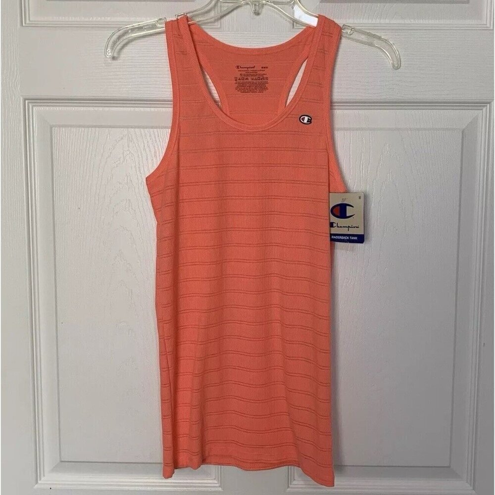 Champion Women's Racerback Tank Top Size Medium Coral Orange Scoop Neck NWT